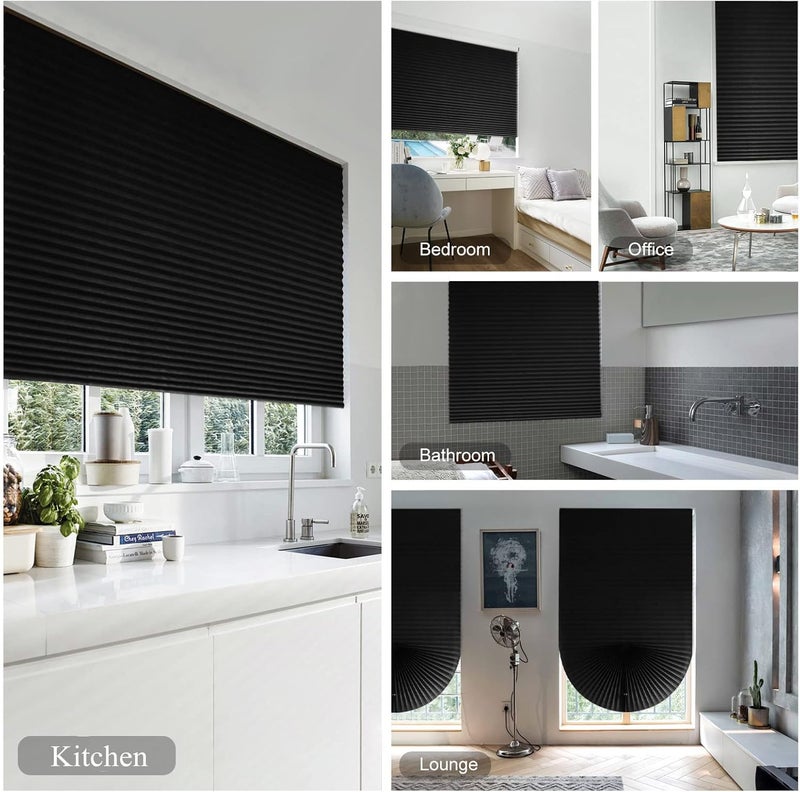 MALOKI Window Shades No Drill Temporary Blinds Cordless No Tools Adhesive Pleated Blackout Blinds Room Darkening Paper Shades for Office,Living Room,Bedroom - Image 3